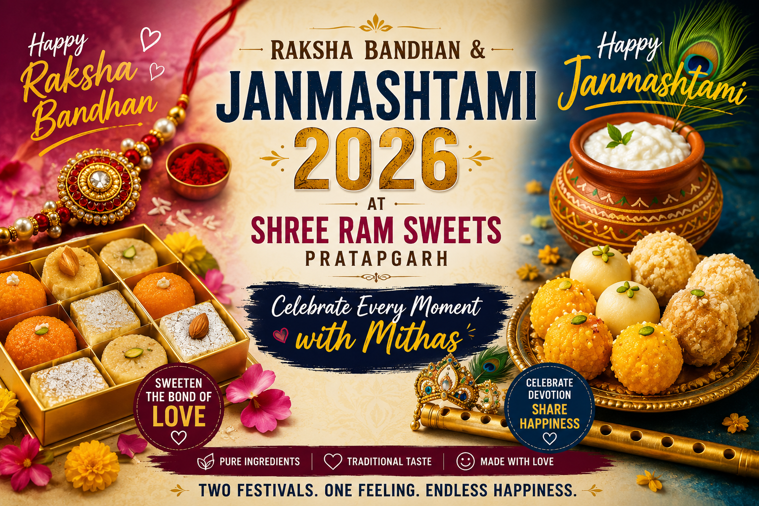 Raksha Bandhan & Janmashtami 2026 at Shree Ram Sweets Pratapgarh: Celebrate Every Moment with Mithas